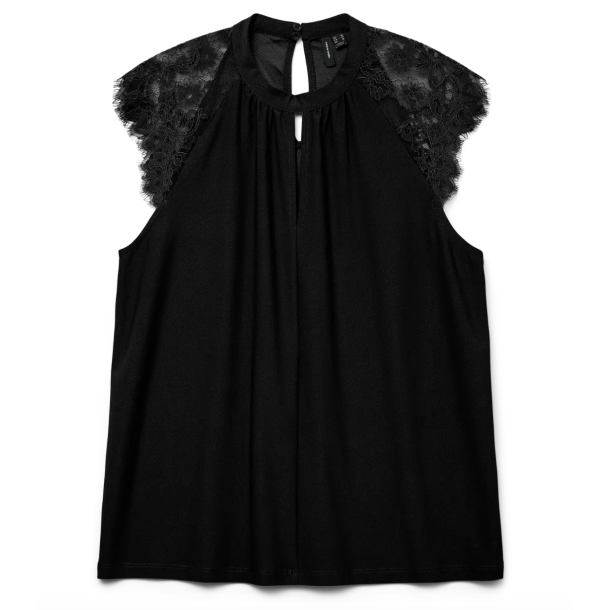 VERO MODA VMMILLA LACE TOP BLACK