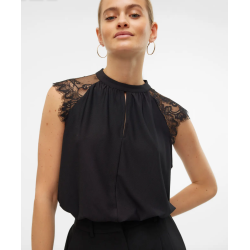 VERO MODA VMMILLA LACE TOP BLACK