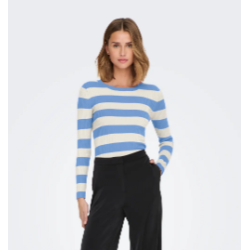 JACQUELINE de YONG JDYPLUM PULLOVER BLUE/EGGNOG