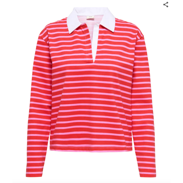 JACQUELINE de YONG JDYHANNAH LS V POLO RED PINK LEMONADE