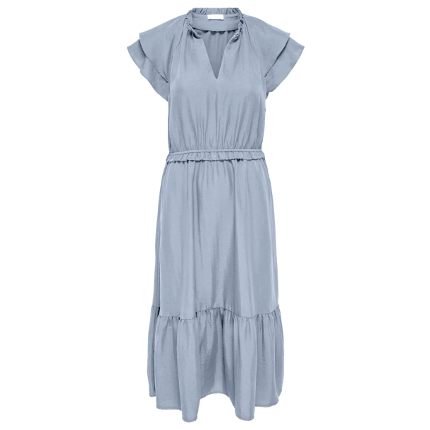 JACQUELINE de YONG JDYTRAIN FRILL MIDI DRESS BLUE