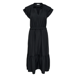 JACQUELINE de YONG JDYTRAIN FRILL MIDI DRESS BLACK