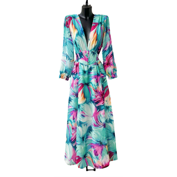 SOFIE DRESS TURQUOISE-PINK