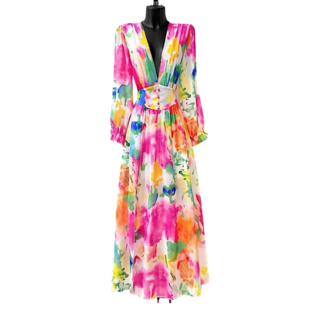 SOFIE DRESS MULTI-WHITE