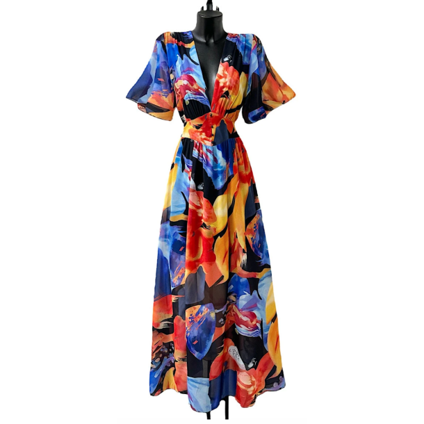 SOFIE DRESS, SHORT SLEEVE, FLAMING BLUE