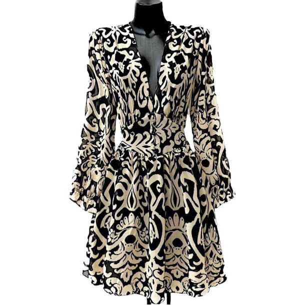 SOFIE MINI DRESS, BLACK/CREME
