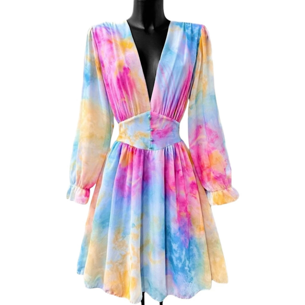 SOFIE MINI DRESS, SKY BLUE MULTI