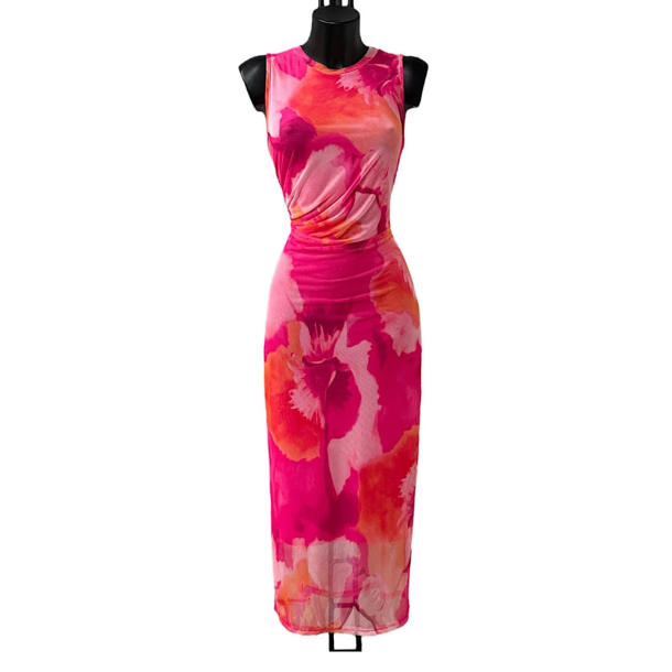 ELLE DRESS -ONE SIZE - STRECH PINK FLAME