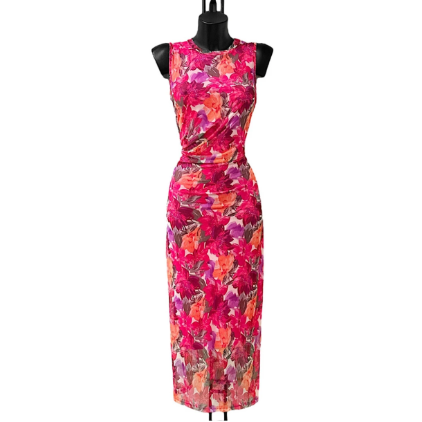 ELLE DRESS -ONE SIZE - STRECH PINK FLOWER