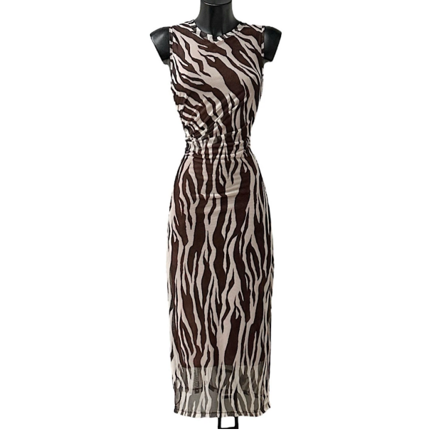 ELLE DRESS -ONE SIZE - STRECH ZEBRA BROWN