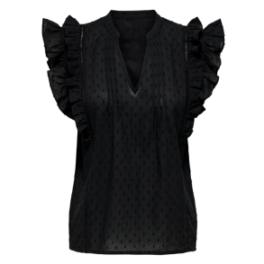 ONLY ONLRAINA V-NECK TOP BLACK