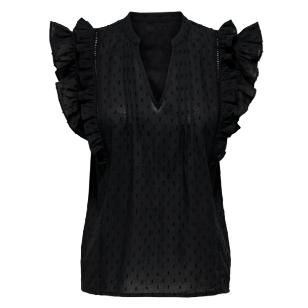 ONLY ONLRAINA V-NECK TOP BLACK