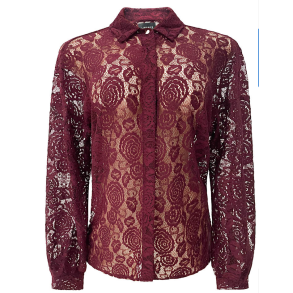 LIBERT ESSENTIEL LACY LACE SHIRT BORDEAUX