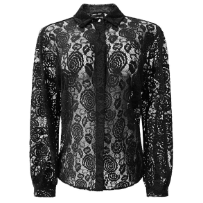 LIBERT ESSENTIEL LACY LACE SHIRT BLACK