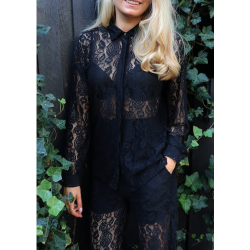 LIBERT ESSENTIEL LACY LACE SHIRT BLACK
