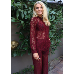 LIBERT ESSENTIEL LACY LACE PANTS BORDEAUX
