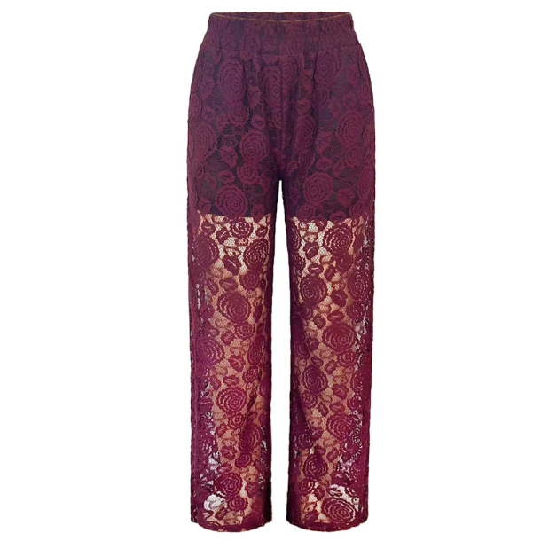 LIBERTÉ ESSENTIEL LACY LACE PANTS BORDEAUX
