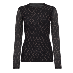 HYPE THE DETAIL LOGO MESH BLOUSE BLACK/BROWN