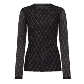 HYPE THE DETAIL LOGO MESH BLOUSE BLACK/BROWN