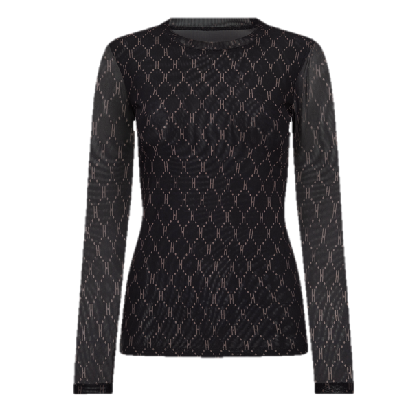 HYPE THE DETAIL LOGO MESH BLOUSE BLACK/BROWN