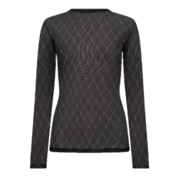 HYPE THE DETAIL LOGO MESH BLOUSE BLACK/BROWN