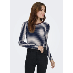 ONLY ONLELENE TOP STRIP NAVY