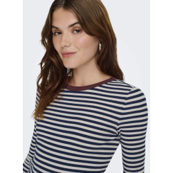 ONLY ONLELENE TOP STRIP NAVY