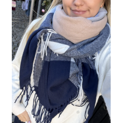 CONCEPT SARAH CHECK SCARF NAVY