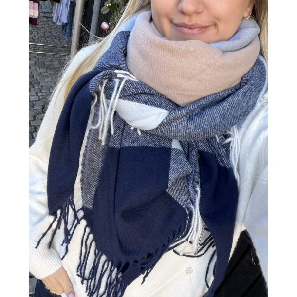 CONCEPT SARAH CHECK SCARF NAVY