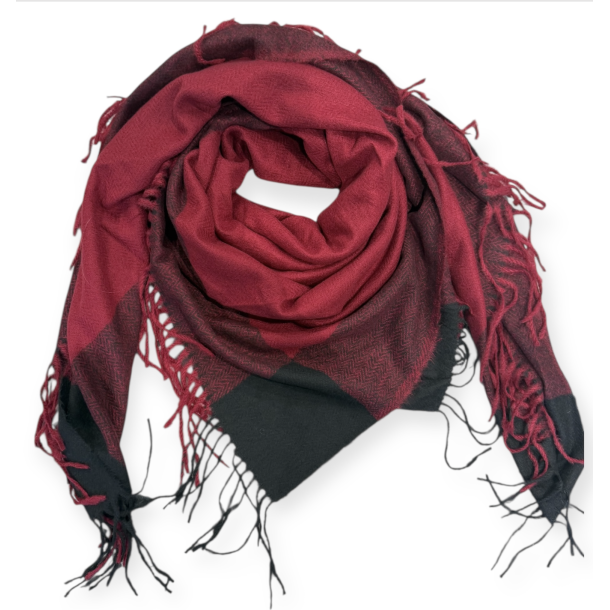 CONCEPT SARAH CHECK SCARF BORDEAUX