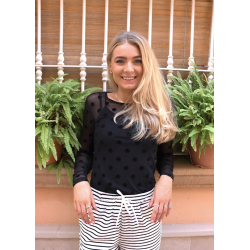 LIBERT ESSENTIEL MESH BLOUSE DOT BLACK