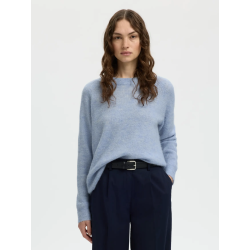 SELECTED FEMME SLFLULU KNIT O-NECK CASHMERE BLUE