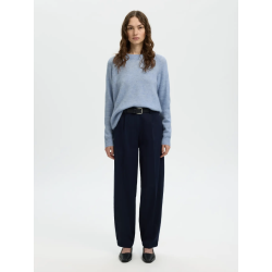 SELECTED FEMME SLFLULU KNIT O-NECK CASHMERE BLUE