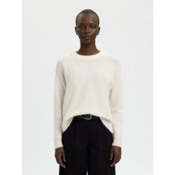 SELECTED FEMME SLFLULU KNIT O-NECK SNOW WHITE