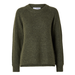 SELECTED FEMME SLFLULU KNIT O-NECK ARMY