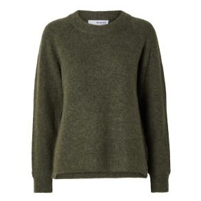 SELECTED FEMME SLFLULU KNIT O-NECK ARMY