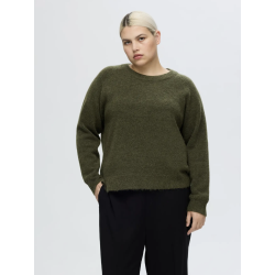 SELECTED FEMME SLFLULU KNIT O-NECK ARMY
