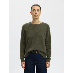 SELECTED FEMME SLFLULU KNIT O-NECK ARMY
