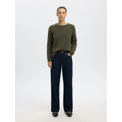 SELECTED FEMME SLFLULU KNIT O-NECK ARMY