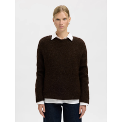 SELECTED FEMME SLFGABRIELLA KNIT O-NECK BROWN