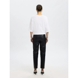 SELECTED FEMME SLFMARIE LEATHER PANTS BLACK