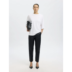 SELECTED FEMME SLFMARIE LEATHER PANTS BLACK