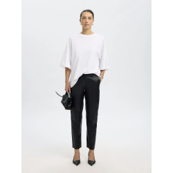 SELECTED FEMME SLFMARIE LEATHER PANTS BLACK