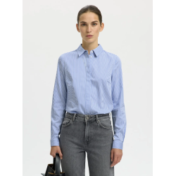 SELECTED FEMME SLFROMIE STRIPED SHIRT WHITE/BLUE