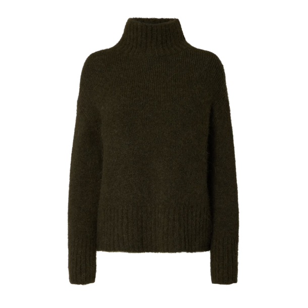 SELECTED FEMME SLFGABRIELLA KNIT HIGH NECK ARMY