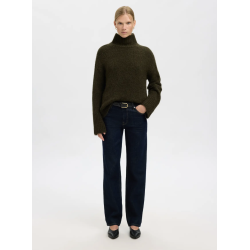 SELECTED FEMME SLFGABRIELLA KNIT HIGH NECK ARMY