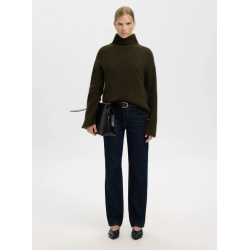 SELECTED FEMME SLFGABRIELLA KNIT HIGH NECK ARMY