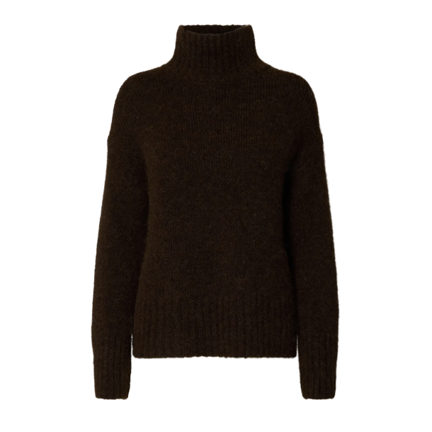 SELECTED FEMME SLFGABRIELLA KNIT HIGH NECK BROWN