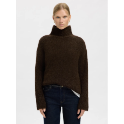 SELECTED FEMME SLFGABRIELLA KNIT HIGH NECK BROWN