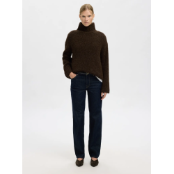 SELECTED FEMME SLFGABRIELLA KNIT HIGH NECK BROWN